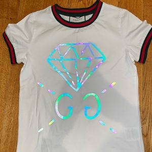 Girls Gucci tee with iridescent design, size 10